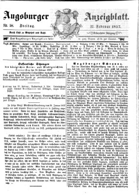 Augsburger Anzeigeblatt Freitag 27. Februar 1857