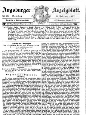 Augsburger Anzeigeblatt Samstag 28. Februar 1857