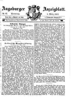 Augsburger Anzeigeblatt Sonntag 8. März 1857