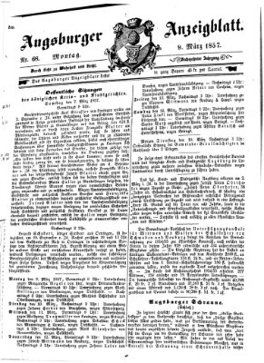 Augsburger Anzeigeblatt Montag 9. März 1857