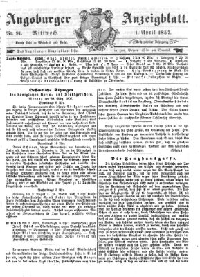 Augsburger Anzeigeblatt Mittwoch 1. April 1857