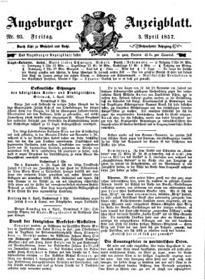 Augsburger Anzeigeblatt Freitag 3. April 1857