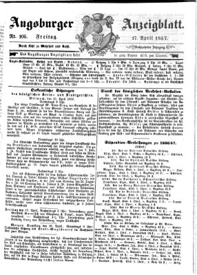 Augsburger Anzeigeblatt Freitag 17. April 1857