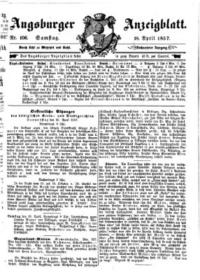 Augsburger Anzeigeblatt Samstag 18. April 1857