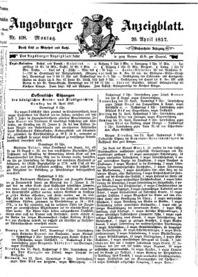 Augsburger Anzeigeblatt Montag 20. April 1857