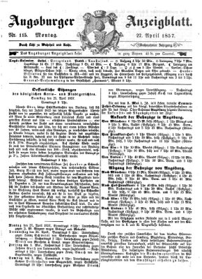 Augsburger Anzeigeblatt Montag 27. April 1857