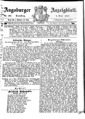 Augsburger Anzeigeblatt Samstag 2. Mai 1857