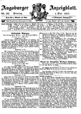 Augsburger Anzeigeblatt Montag 4. Mai 1857