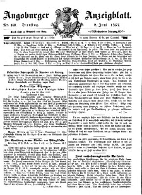 Augsburger Anzeigeblatt Dienstag 2. Juni 1857