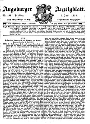 Augsburger Anzeigeblatt Freitag 5. Juni 1857