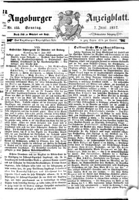 Augsburger Anzeigeblatt Sonntag 7. Juni 1857