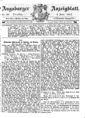 Augsburger Anzeigeblatt Dienstag 9. Juni 1857