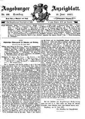 Augsburger Anzeigeblatt Samstag 13. Juni 1857