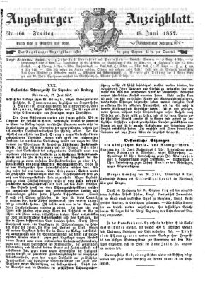 Augsburger Anzeigeblatt Freitag 19. Juni 1857