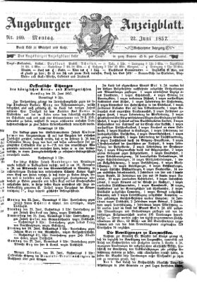 Augsburger Anzeigeblatt Montag 22. Juni 1857