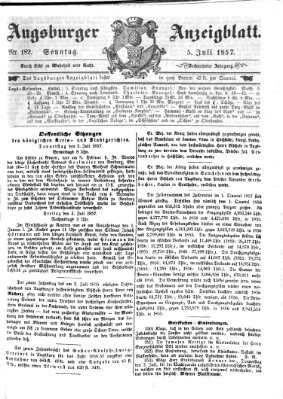 Augsburger Anzeigeblatt Sonntag 5. Juli 1857