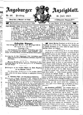 Augsburger Anzeigeblatt Freitag 10. Juli 1857