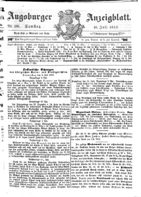 Augsburger Anzeigeblatt Samstag 11. Juli 1857