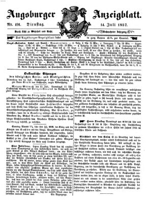 Augsburger Anzeigeblatt Dienstag 14. Juli 1857