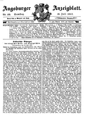 Augsburger Anzeigeblatt Samstag 18. Juli 1857