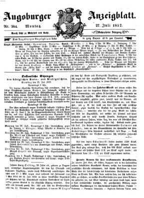 Augsburger Anzeigeblatt Montag 27. Juli 1857