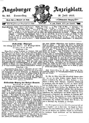 Augsburger Anzeigeblatt Donnerstag 30. Juli 1857