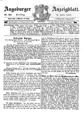 Augsburger Anzeigeblatt Freitag 31. Juli 1857