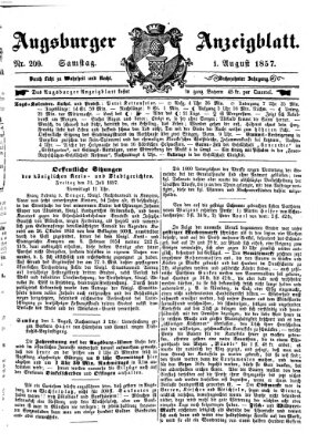 Augsburger Anzeigeblatt Samstag 1. August 1857