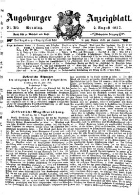 Augsburger Anzeigeblatt Sonntag 2. August 1857