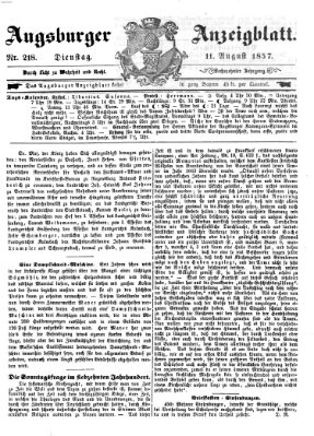 Augsburger Anzeigeblatt Dienstag 11. August 1857