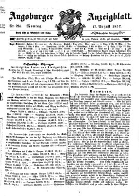 Augsburger Anzeigeblatt Montag 17. August 1857