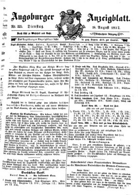 Augsburger Anzeigeblatt Dienstag 18. August 1857