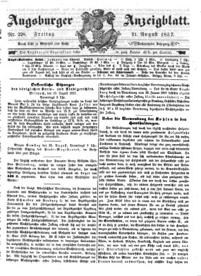 Augsburger Anzeigeblatt Freitag 21. August 1857