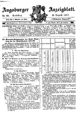 Augsburger Anzeigeblatt Samstag 29. August 1857