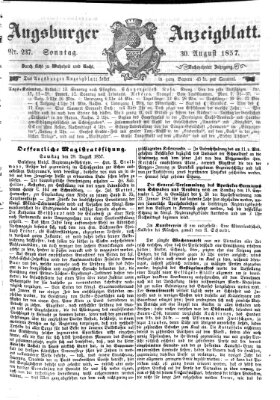 Augsburger Anzeigeblatt Sonntag 30. August 1857