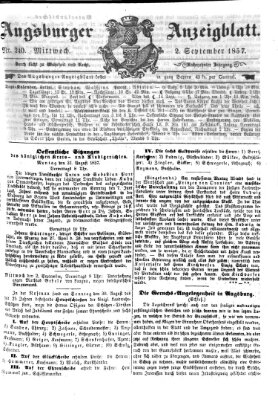 Augsburger Anzeigeblatt Mittwoch 2. September 1857