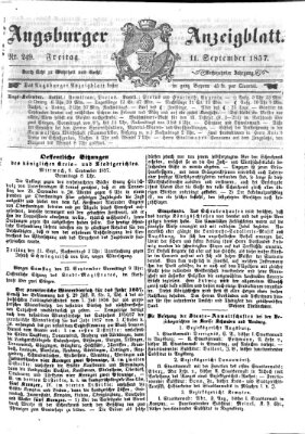 Augsburger Anzeigeblatt Freitag 11. September 1857