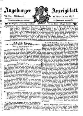 Augsburger Anzeigeblatt Mittwoch 16. September 1857