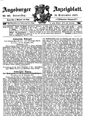 Augsburger Anzeigeblatt Donnerstag 24. September 1857