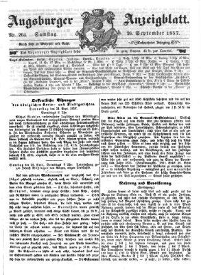 Augsburger Anzeigeblatt Samstag 26. September 1857