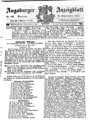 Augsburger Anzeigeblatt Montag 28. September 1857