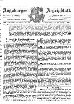 Augsburger Anzeigeblatt Sonntag 4. Oktober 1857