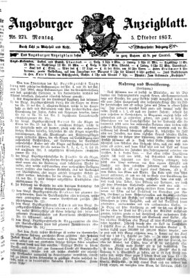 Augsburger Anzeigeblatt Montag 5. Oktober 1857