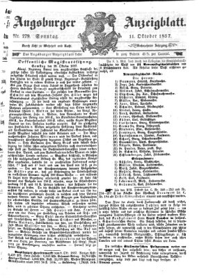 Augsburger Anzeigeblatt Sonntag 11. Oktober 1857