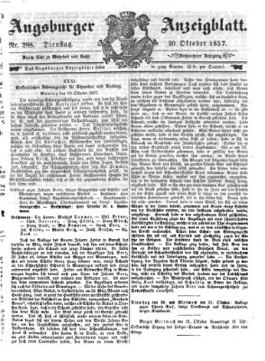 Augsburger Anzeigeblatt Dienstag 20. Oktober 1857