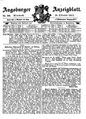 Augsburger Anzeigeblatt Mittwoch 28. Oktober 1857