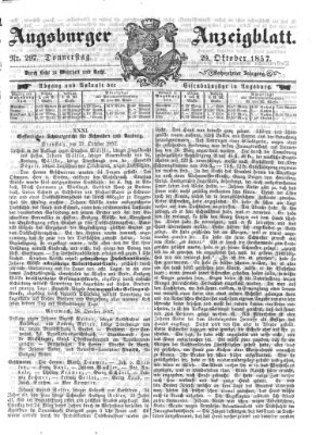 Augsburger Anzeigeblatt Donnerstag 29. Oktober 1857