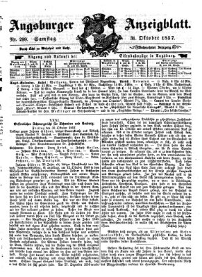 Augsburger Anzeigeblatt Samstag 31. Oktober 1857