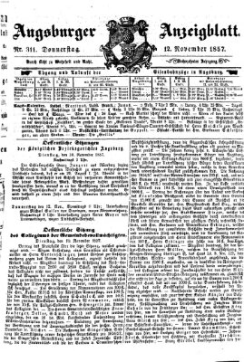 Augsburger Anzeigeblatt Donnerstag 12. November 1857