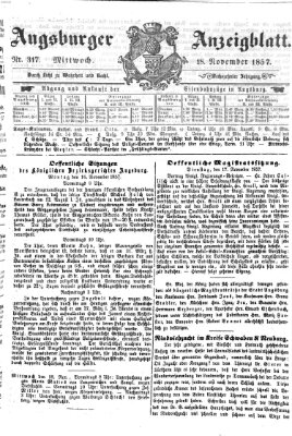 Augsburger Anzeigeblatt Mittwoch 18. November 1857